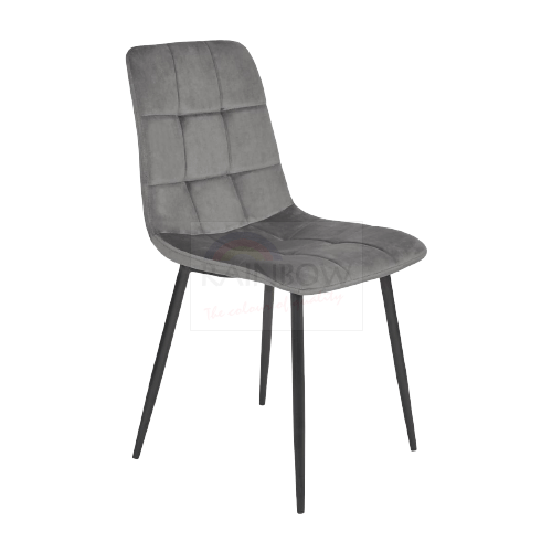 Dining Chair Grey Velvet Fabric Seat