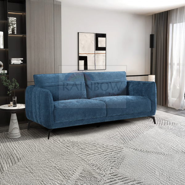 Yar Blue Velvet 3-Seater Sofa
